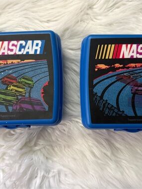 Nascar Blue Plastic Snack Containers with Racing Graphic